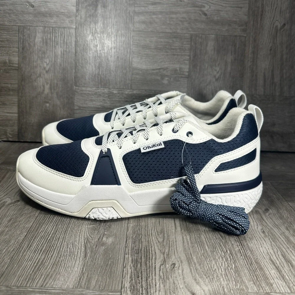 OluKai Anau Sneakers Mens 10.5 Navy White Mesh Athletic Casual NEW